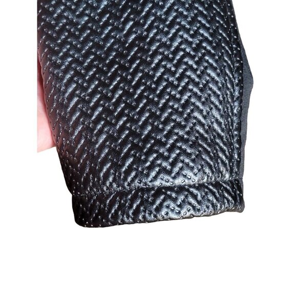 KUT From The Kloth Jacket Womens Medium Black Faux Leather Herringbone Fitted - Picture 7 of 10